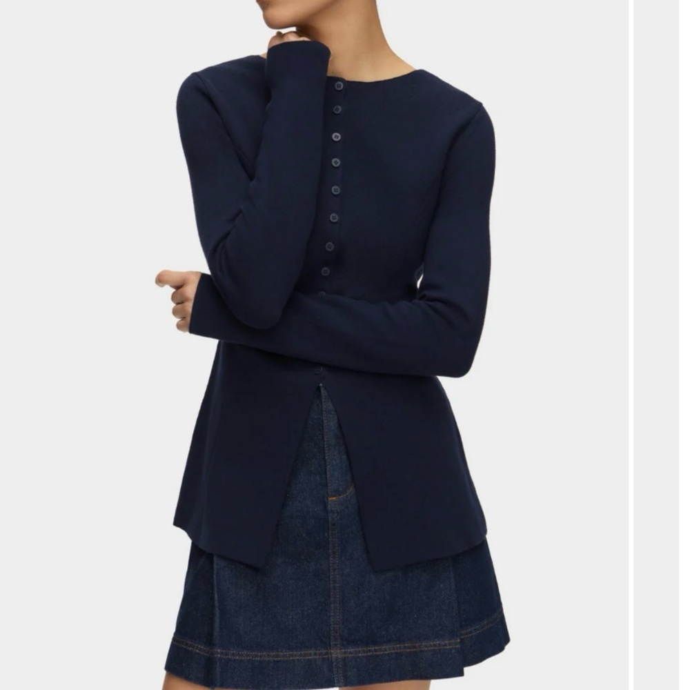 Aligne Daphne Cardigan Knit Top Navy US6 UK10